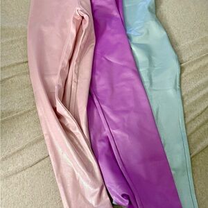 Shiny Pink, Purple, and Blue Leggings